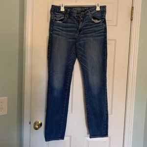 American Eagle AEO blue skinny jean; 14 long
